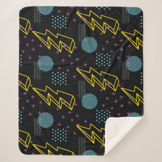 90's style: colourful abstract pattern sherpa blanket