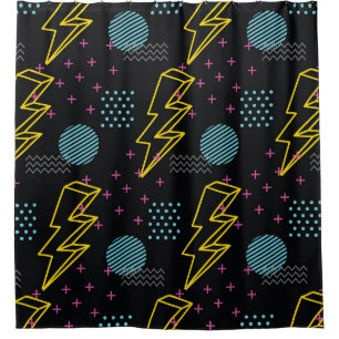 90's style: colourful abstract pattern shower curtain