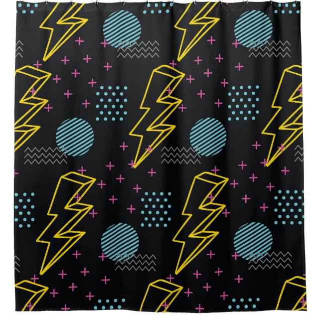 90's style: colourful abstract pattern shower curtain (Front)