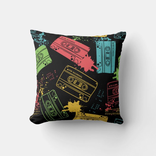 90s Style Cool Grunge Cassettes Cushion (Front)