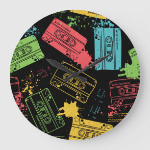 90s Style Cool Grunge Cassettes Large Clock