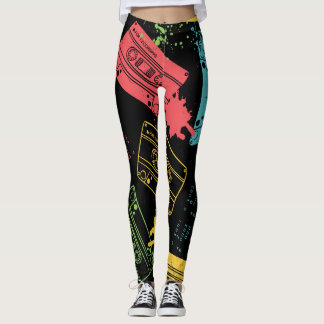 90s Style Cool Grunge Cassettes Leggings