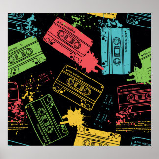 90s Style Cool Grunge Cassettes Poster