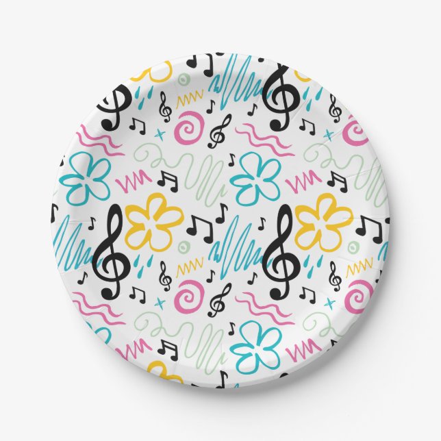 90s Style Music Paper Plate (Front)