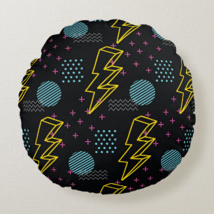 90's style seamless pattern round cushion