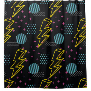 90's style seamless pattern shower curtain