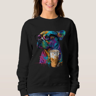 90s sunglasses and coffee splashes french bulldog sweatshirt