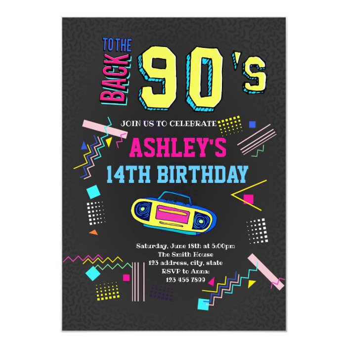 90s theme birthday invitation Zazzle com au