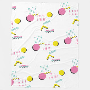 90s Theme Colourful Retro Memphis Pattern Fleece Blanket