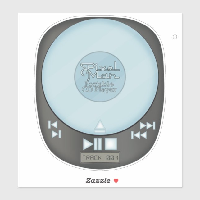 90s Throwback - PixelMan Portable CD Player Sticke (Sheet)