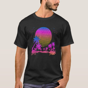 90s Vaporwave Art Palms Retro 80s Aesthetic Sunset T-Shirt