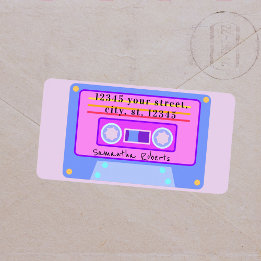90's Vaporwave Pastel Cassette Return Address Label