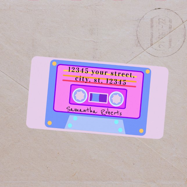 90's Vaporwave Pastel Cassette Return Address Label (Creator Uploaded)