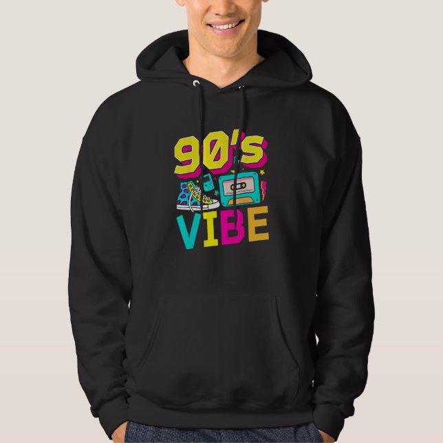 90s Vibe 1990s Fashion Nineties Theme For 90s Kids Hoodie (Front)