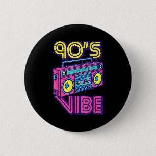 90s Vibe Boom Box Radio Retro Music Lover Men Wome 6 Cm Round Badge