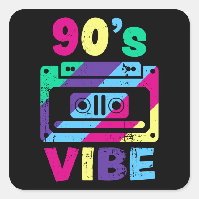 90s Vibe Retro Esthetic 90's Costume Party Outfit Square Sticker (Front)