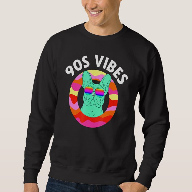 90s Vibes Lazy Costume Frenchie Dog Mum Retro Them Sweatshirt (Front)