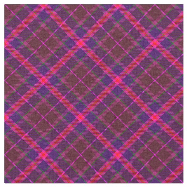 90s Vibrant Plaid Pattern Abstract Grunge Pink Fabric (Close Up)