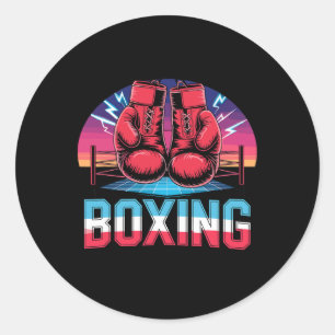 90s Vintage Boxing Gloves Fighter Boxer  Classic Round Sticker