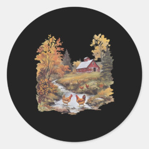 90's Vintage Ckyard Chicken Farmer Classic Round Sticker