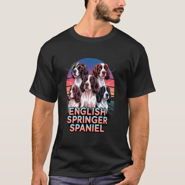 90s Vintage English Springer Spaniel Sprocker T-Shirt (Front)