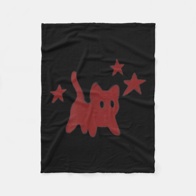 90s Y2k Scary Cat Tomcat Is Scared Under Starry Fleece Blanket (Front)