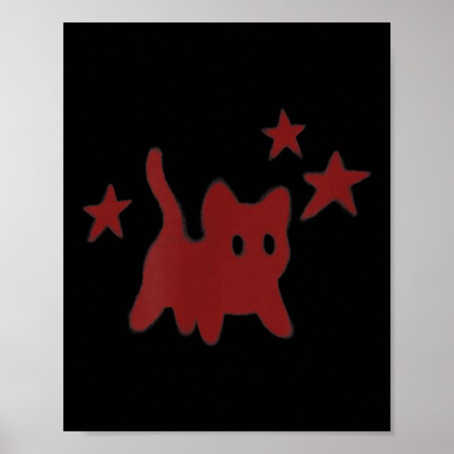 90s Y2k Scary Cat Tomcat Is Scared Under Starry Poster (Front)