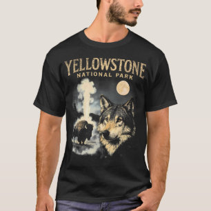 90S Yellowstone National Park Wolf And Bison T-Shirt