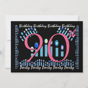 90th - 99th Birthday Party Invitation Blue Candles