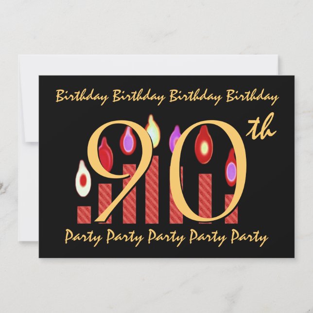 90th - 99th Birthday Party Invitation Red Candles (Front)