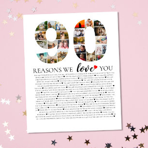 90th birhtday reasons why we love you photo poster