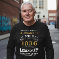 90th Birthday 1936 Add Name Black Gold Legendary
