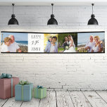 90th Birthday 4 Photo Strip Personalised Banner<br><div class="desc">Personalised banner celebrating a 90th Birthday. Upload 4 of your pictures and the photo template will display them in a photo strip, separated by your custom birthday greeting. This simple photo collage displays your photos in 3 formats (2x landscape, 2x portrait and 1 square / instagram) to give you plenty...</div>
