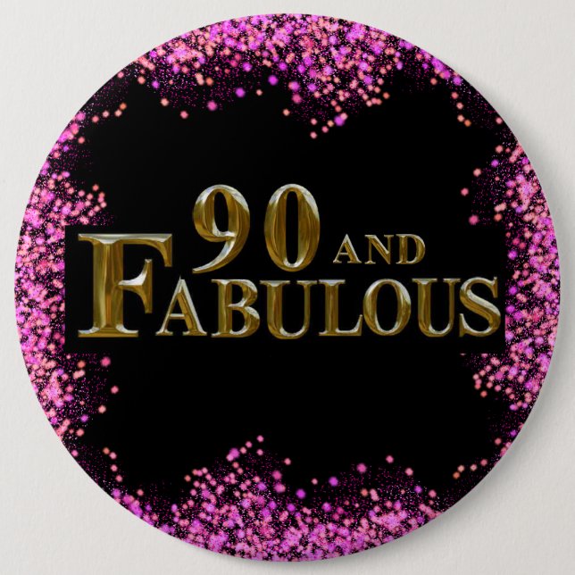 90th Birthday  6 Cm Round Badge (Front)