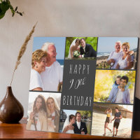 90th Birthday 7 Photo Collage Dark Gray