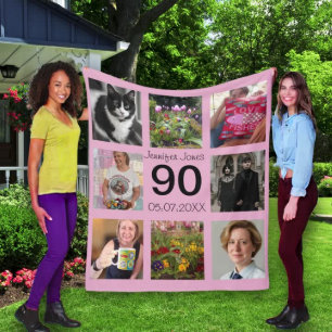 90th birthday 90 years old ninety ninetieth gift fleece blanket