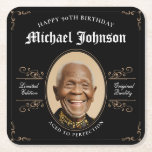 90th Birthday Aged to Perfection Classic Vintage  Square Paper Coaster<br><div class="desc">90th Birthday Aged to Perfection Classic Vintage Square Paper Coaster. Indulge in the timeless charm of our Aged to Perfection Whiskey-themed Milestone Birthday Party Collection. Embrace the Classic Vintage ambiance as you celebrate a life well-lived with elegance and sophistication. Our curated selection features everything you need to create a memorable...</div>