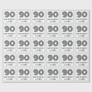 90th Birthday: Art Deco Inspired Style "90" + Name Wrapping Paper