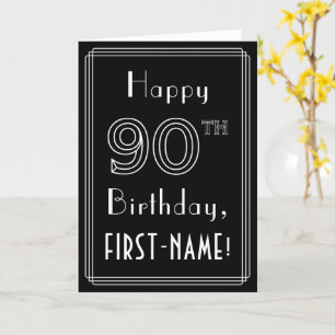 90th Birthday: Art Deco Style # 90 & Custom Name Card