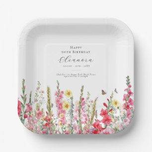 90th Birthday August Birth Flower Party Supplies Paper Plate