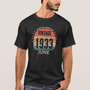 90th Birthday Awesome Since June 1933 90 Year Old T-Shirt