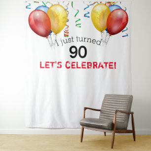 90th Birthday Balloon Backdrop, Photo Prop Tapestry
