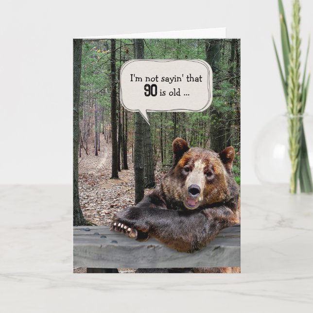90th Birthday Bear In a Forest Card (Front)