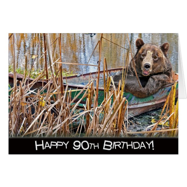 90th Birthday Bear in Boat (Front Horizontal)