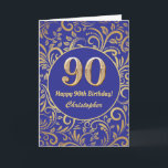 90th Birthday Black and Gold Floral Pattern Card<br><div class="desc">90th Birthday Black and Gold Floral Pattern Birthday Card. For further customisation,  please click the "Customise it" button and use our design tool to modify this template.</div>