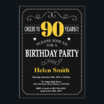 90th Birthday Black and Yellow Chalkboard Invitation<br><div class="desc">90th Birthday Invitation Black and Yellow Typography. Chalkboard. Black and White Background. Adult Birthday. Male Men or Women Birthday. Kids Boy or Girl Lady Teen Teenage Bday Invite. 13th 15th 16th 18th 20th 21st 30th 40th 50th 60th 70th 80th 90th 100th. Any Age. For further customisation, please click the "Customise...</div>