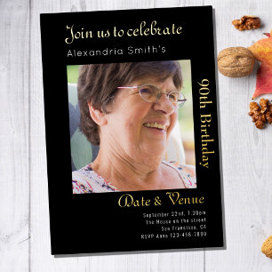 90th Birthday Black Gold