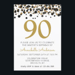90th Birthday Black Gold Glitter Sparkle Confetti Invitation<br><div class="desc">Celebrate your birthday celebration with this 90th Birthday Black Gold Glitter Sparkle Confetti Design Suite.</div>