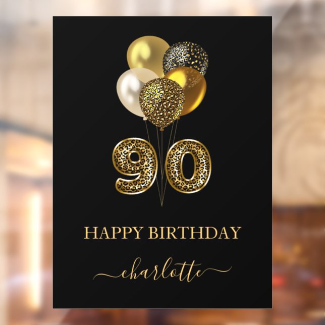 90th birthday black gold leopard name script (Sheet 2)