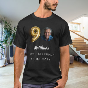 90th birthday black gold photo T-Shirt